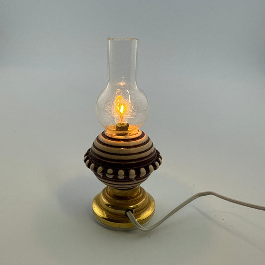 Miniature Spanish-Style Table Lamp | 12V Dollhouse Light 1:12 | Brown-White Pattern