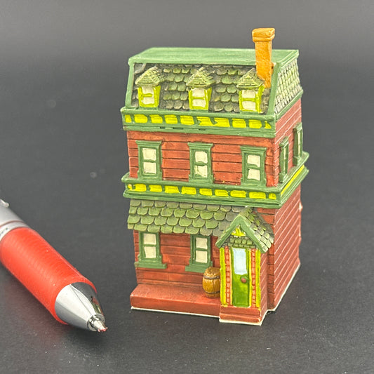 Dollhouse Miniature – Three-Story Brick Building with Shopfront toy