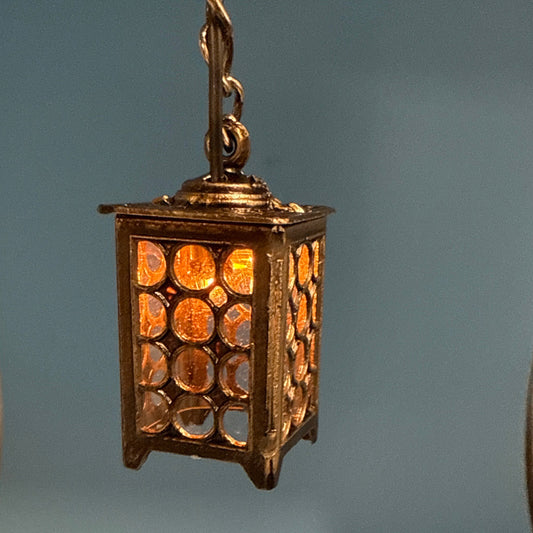 Lamp metal square die-cast 12V light for dollhouse miniature 1:12 light rare Vintage Outdoor style