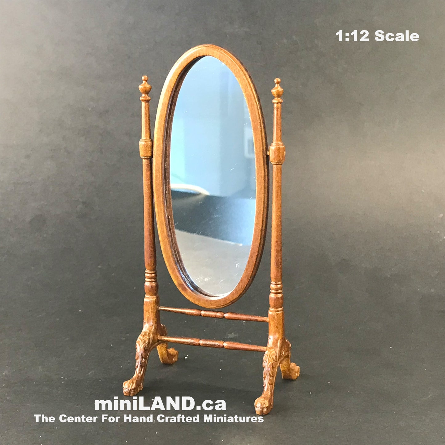 Victorian Standing Cheval Mirror WN for 1:12 dollhouse miniature handcrafted walnut