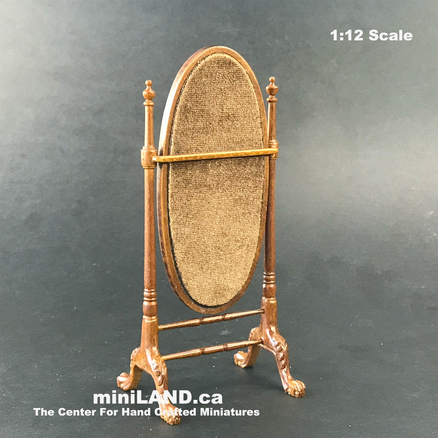 Victorian Standing Cheval Mirror WN for 1:12 dollhouse miniature handcrafted walnut