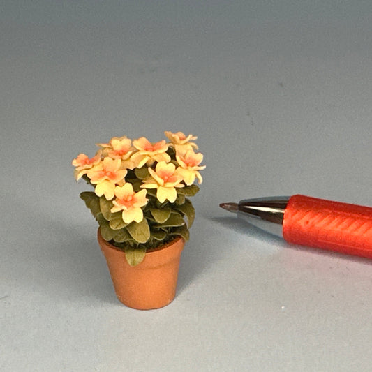 House potted  plant pot for dollhouse miniature 1:12 scale White w. Rose