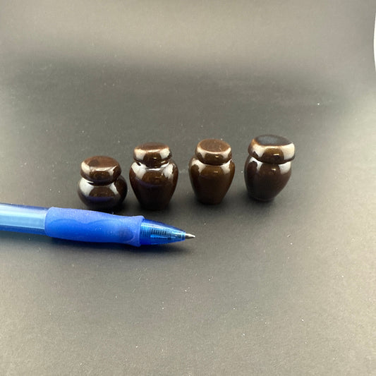 Miniature Stoneware Crock Set for Dollhouses 1:12 – Brown Glaze