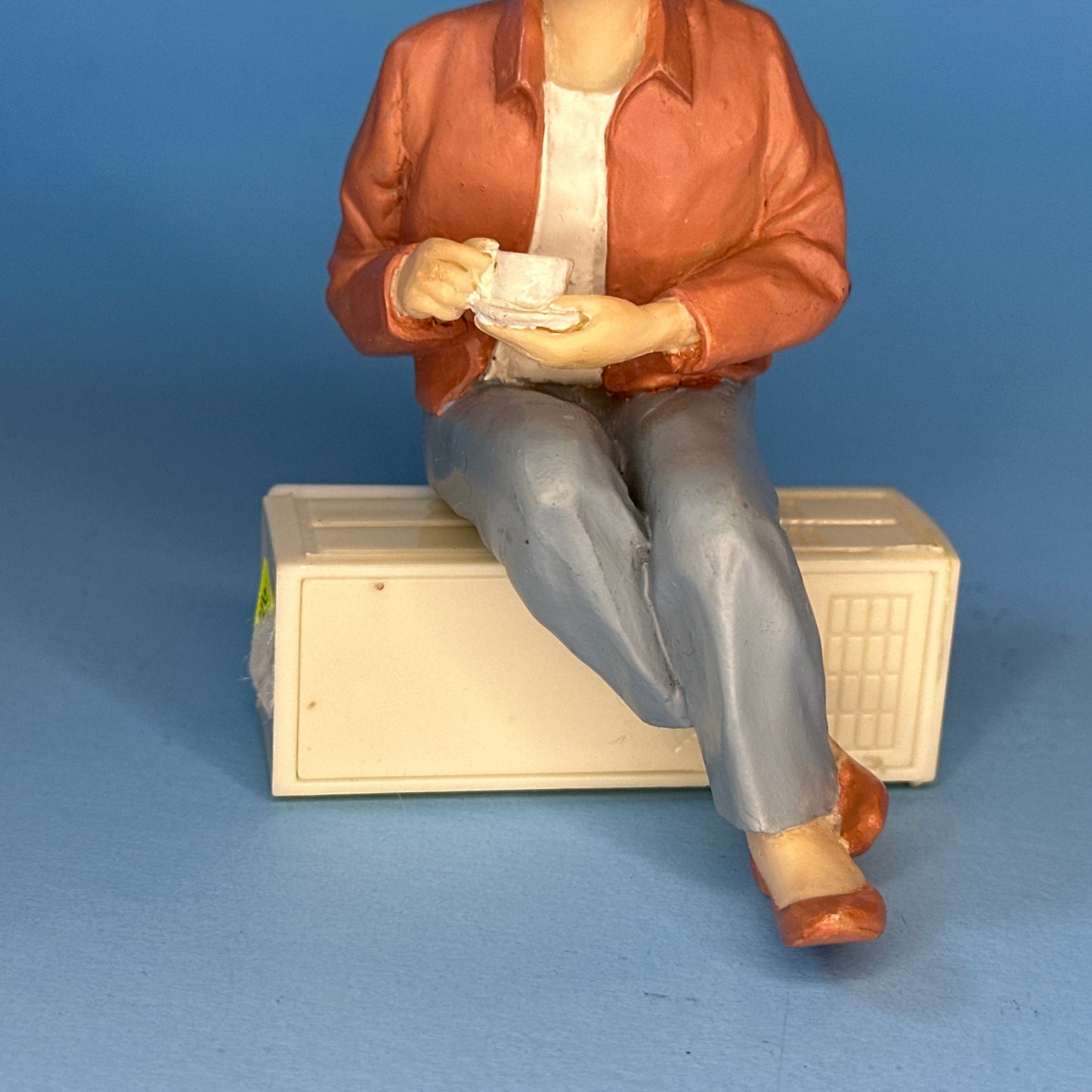 1” Scale Hand-Painted Resin Grandma Doll – Seated with Coffee