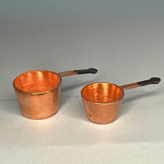 Set of 2 Miniature Copper Pots – 1:12 Scale