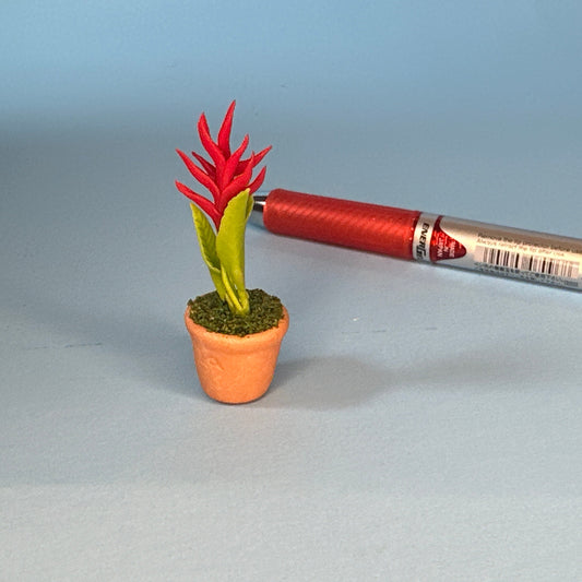 House potted  plant pot for dollhouse miniature 1:12 scale  Red Flowers