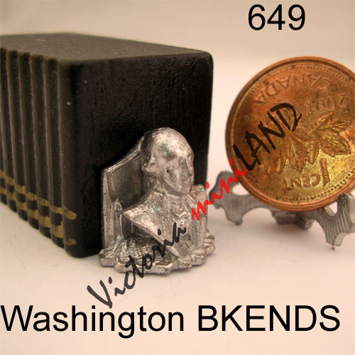 Serre-livres miniatures en métal à tête de Washington, inachevés, pour maison de poupée - À faire soi-même - 2 pièces