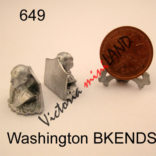 Serre-livres miniatures en métal à tête de Washington, inachevés, pour maison de poupée - À faire soi-même - 2 pièces