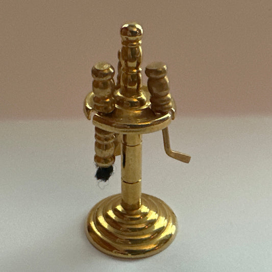Dollhouse Miniature – Golden Fireplace Tool Set with Stand