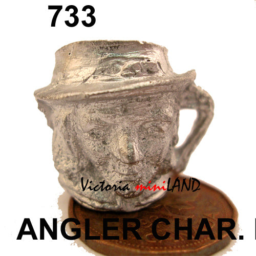 COMPL. ANGLER CHAR. MUG 3/4"H unfinished DIY metal miniature for dollhouse - Do it yourself