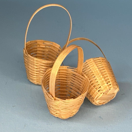 1:12 Scale Miniature Wicker Basket Set – 3 Pieces