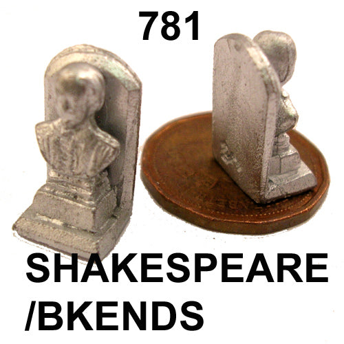 Serre-livres tête de SHAKESPEARE miniature en métal inachevé pour maison de poupée - Faites-le vous-même - 2 pièces
