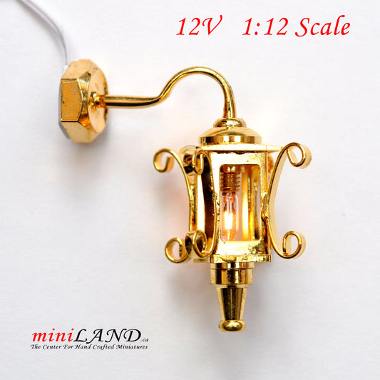 Clearance sale  - Dollhouse Miniature Brass Carriage Lamp Sconce lamp 1:12 Scale 12v