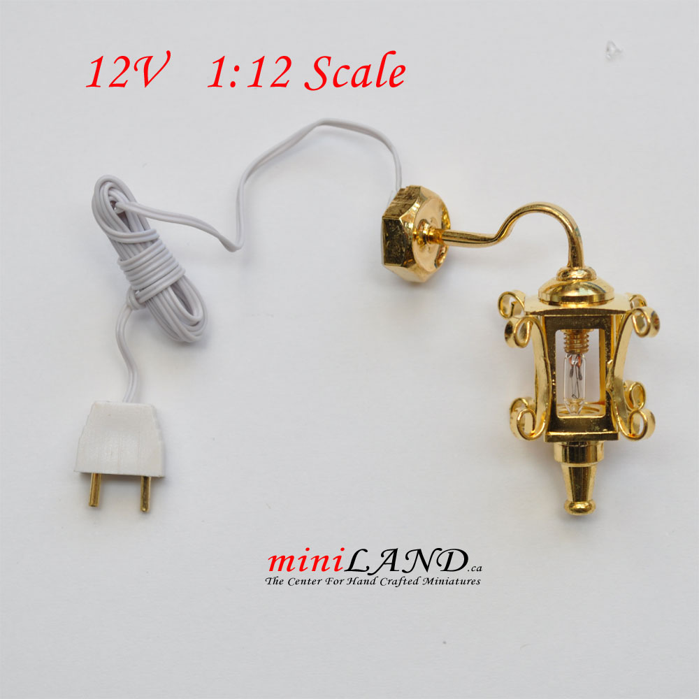 Clearance sale  - Dollhouse Miniature Brass Carriage Lamp Sconce lamp 1:12 Scale 12v