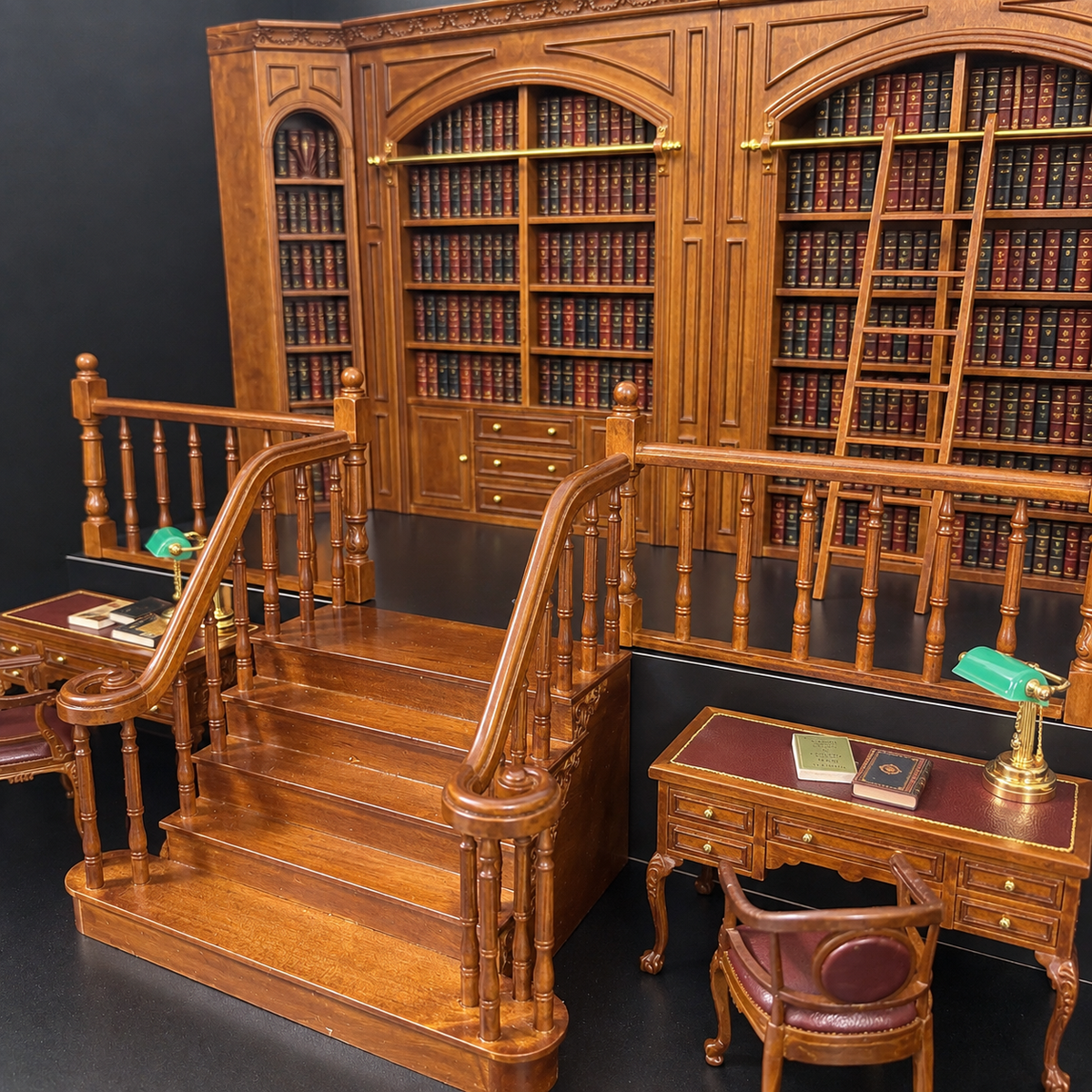 Escalier baroque de qualité gauche 9"-10" échelle 1:12 escalier miniature en bois pour maison de poupée WN avec rampe