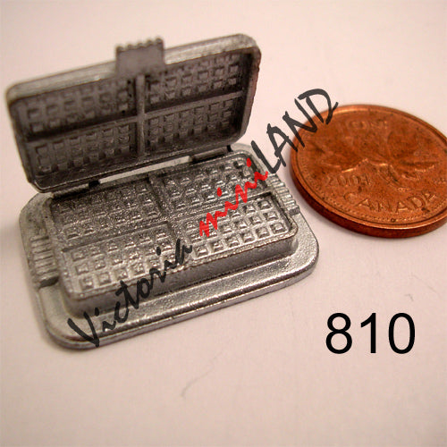 ELECTRIC WAFFLE IRON  1-1/8"L unfinished DIY metal miniature for dollhouse - Do it yourself