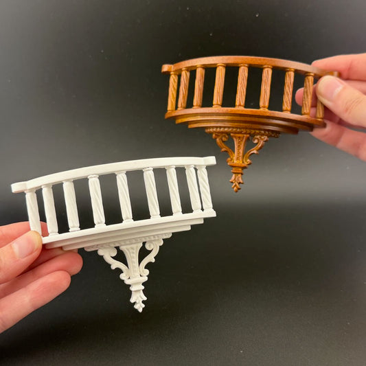 Balcon sculpté Roméo/Juliette miniature pour maison de poupée 1:12 en noyer sous fenêtre patio 836 NWN