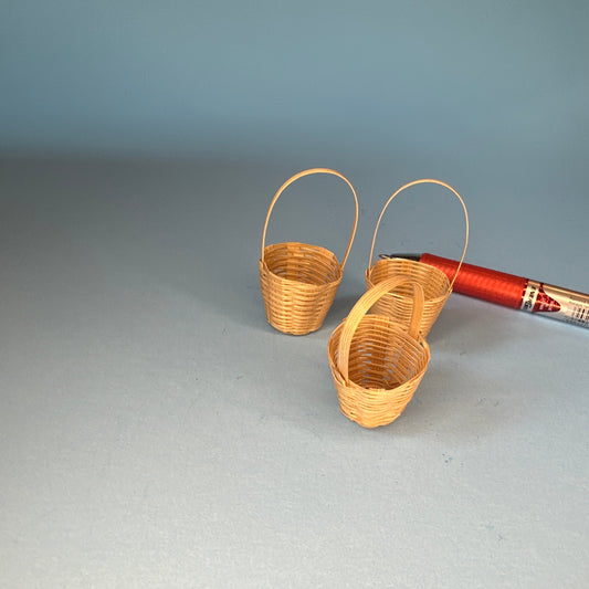 1:12 Scale Miniature Wicker Basket Set – 3 Pieces