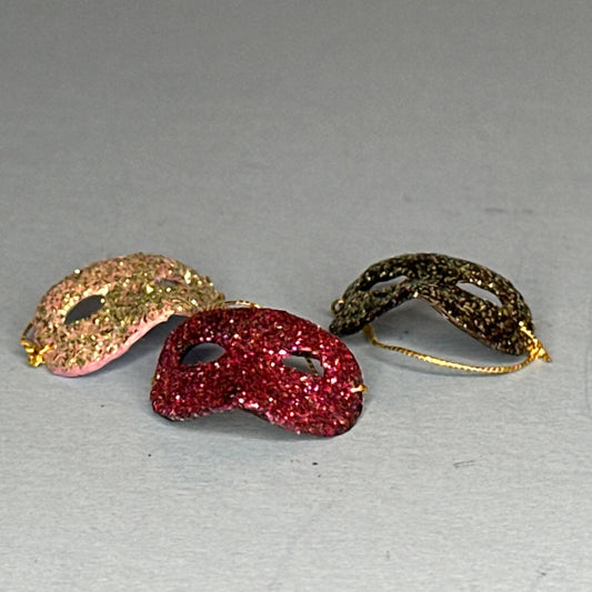 1:12 Scale Miniature Glitter Masquerade Masks – Set of 3