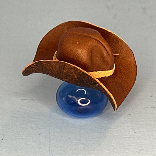 Miniature Brown Cowboy Hat with Lighter Brown Insert – 1:12 Scale