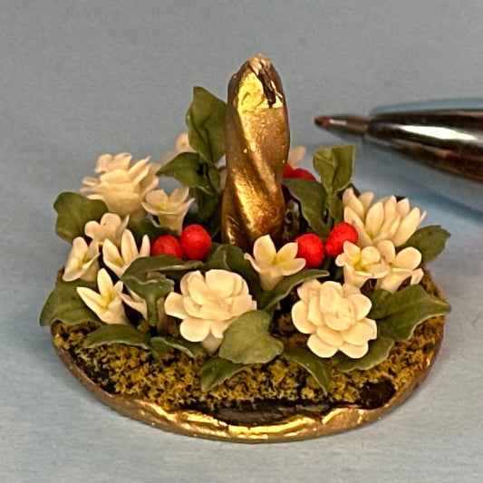Miniature Christmas Centerpiece with Candles for Dollhouses