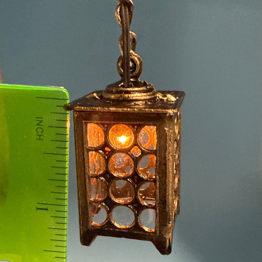 Lamp metal square die-cast 12V light for dollhouse miniature 1:12 light rare Vintage Outdoor style