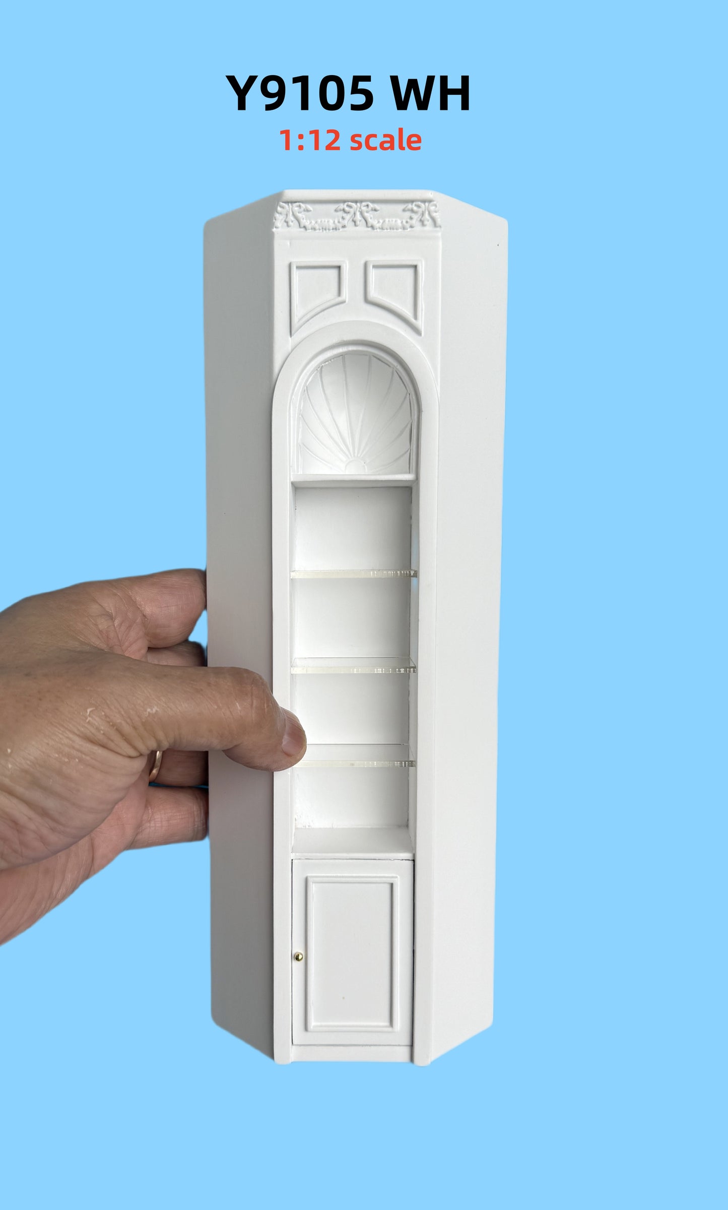White MANOR CORNER UNIT - 2.5"W 9105WH 1:12 scale dollhouse miniatures shelves
