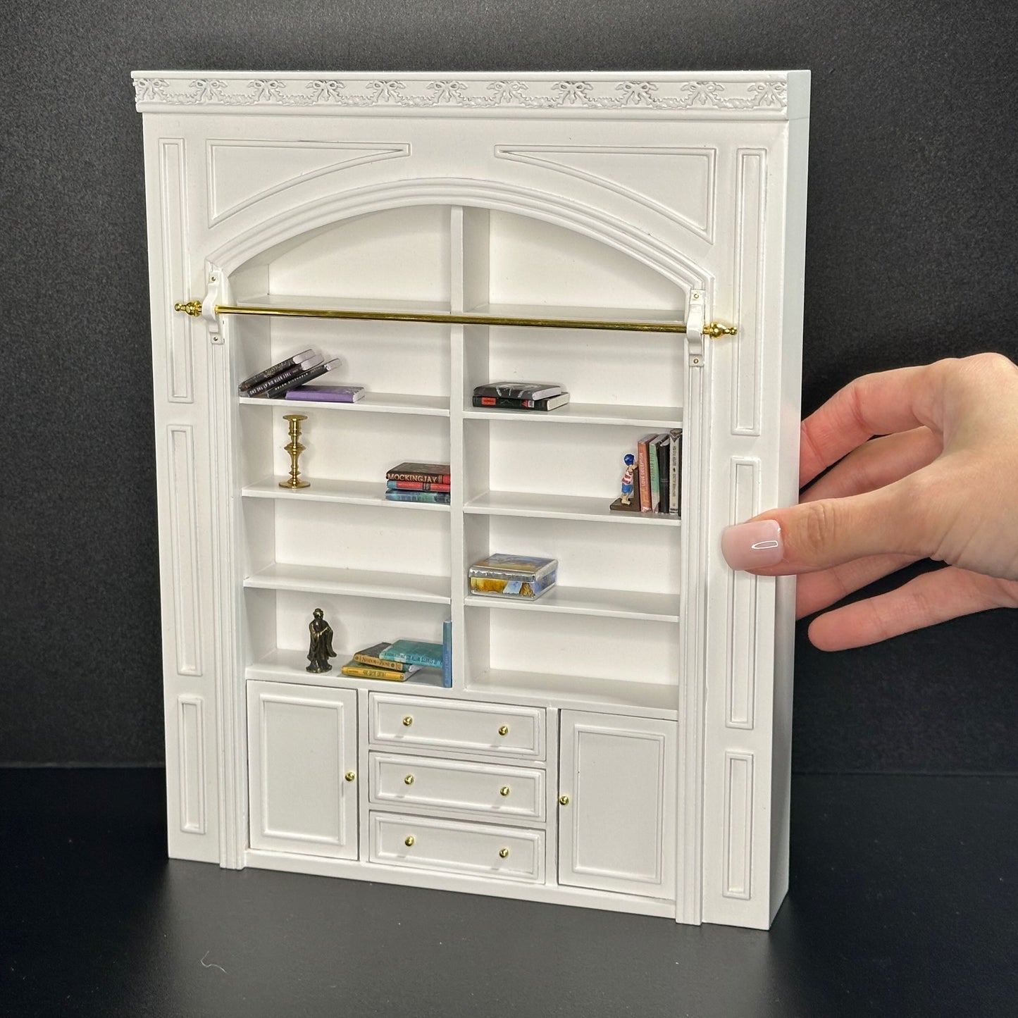MANOR PANEL shelves shelving unit or Ladder library wall panel  WHITE 1:12 scale dollhouse miniatures  9110 Shelf bookcase