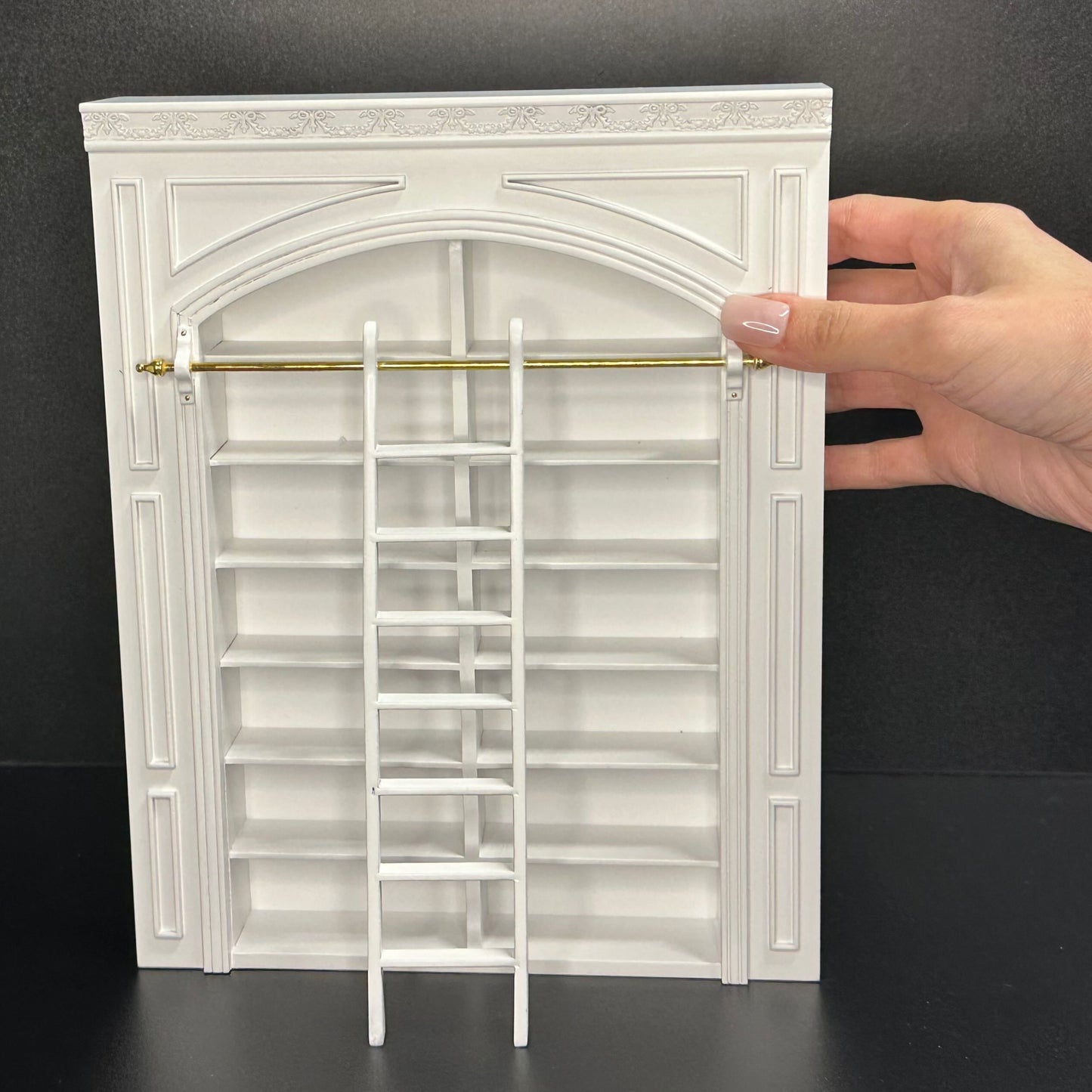 MANOR PANEL shelves shelving unit or Ladder library wall panel  WHITE 1:12 scale dollhouse miniatures  9110 Shelf bookcase