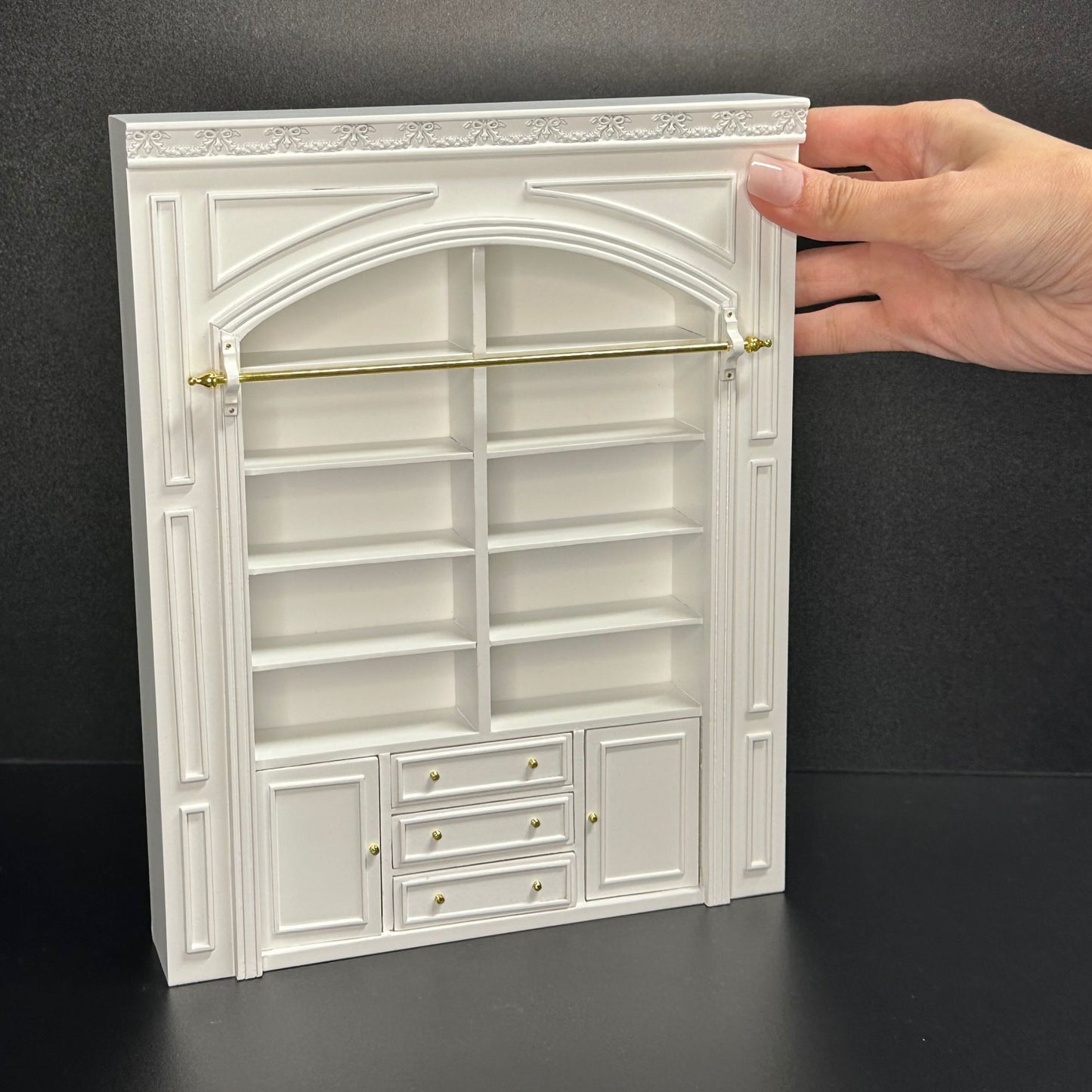 MANOR PANEL shelves shelving unit or Ladder library wall panel  WHITE 1:12 scale dollhouse miniatures  9110 Shelf bookcase