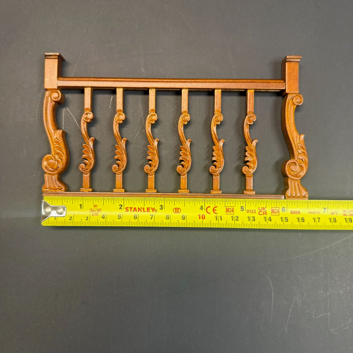 1:12 Scale Walnut Wooden Guard Rail for Miniland Baroque Staircase – 6-Inch Handcrafted Dollhouse Miniature