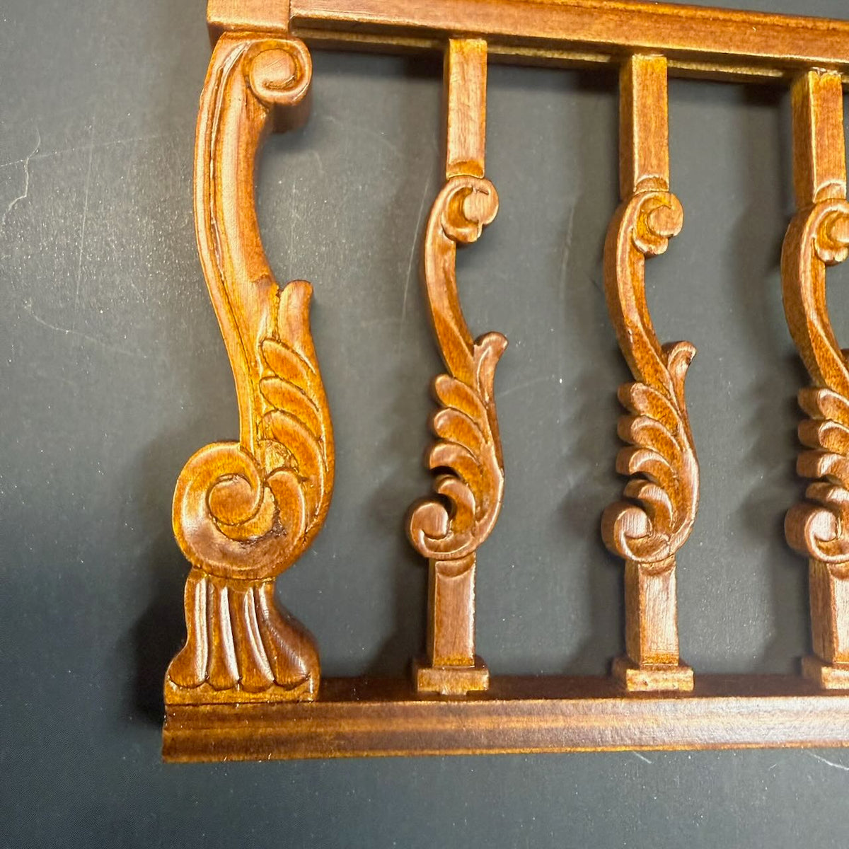 1:12 Scale Walnut Wooden Guard Rail for Miniland Baroque Staircase – 6-Inch Handcrafted Dollhouse Miniature