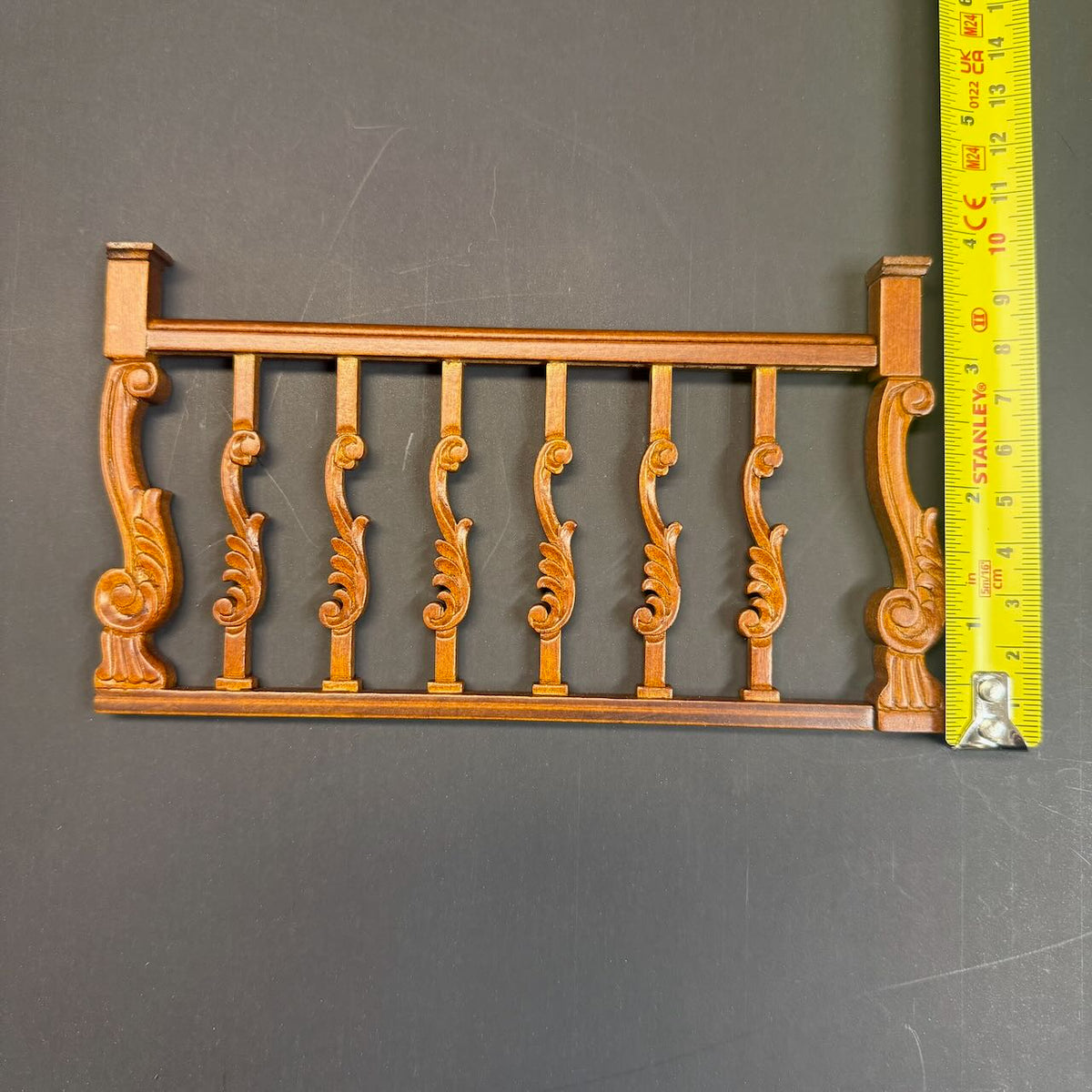 1:12 Scale Walnut Wooden Guard Rail for Miniland Baroque Staircase – 6-Inch Handcrafted Dollhouse Miniature