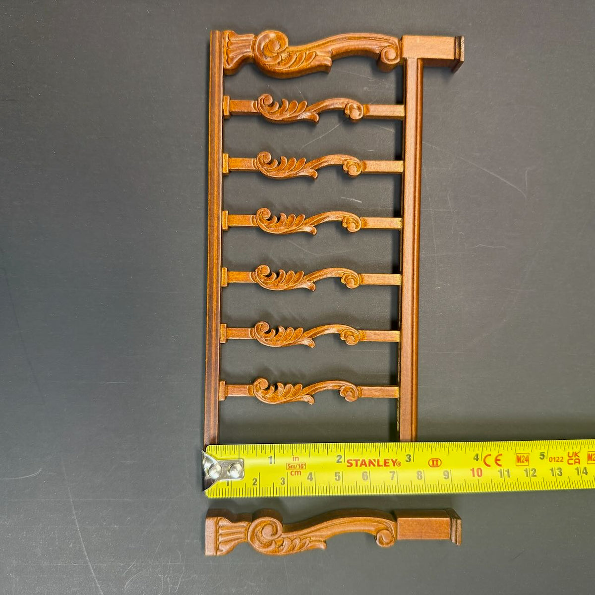 1:12 Scale Walnut Wooden Guard Rail for Miniland Baroque Staircase – 6-Inch Handcrafted Dollhouse Miniature