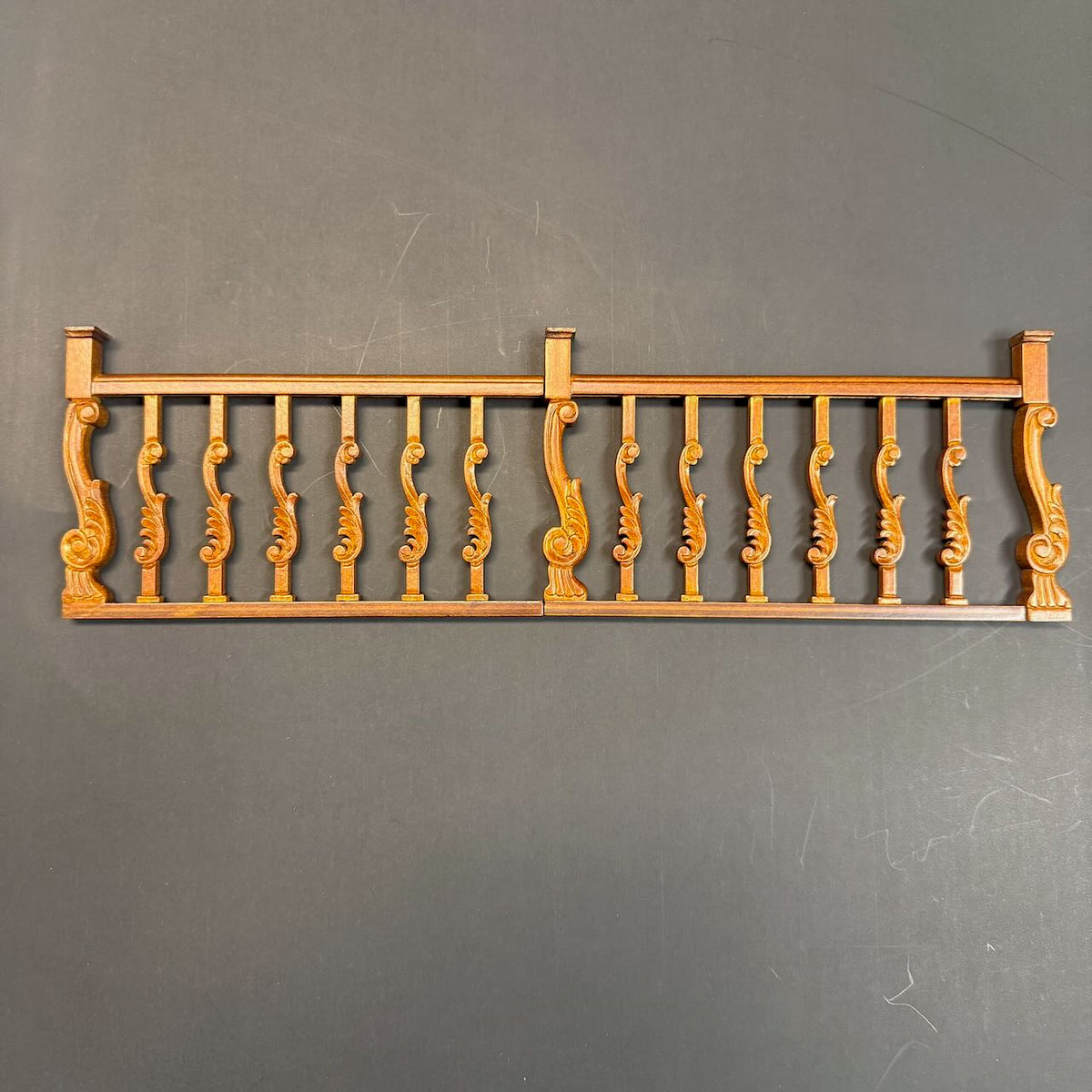 1:12 Scale Walnut Wooden Guard Rail for Miniland Baroque Staircase – 6-Inch Handcrafted Dollhouse Miniature