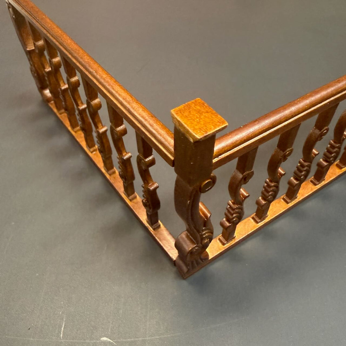 1:12 Scale Walnut Wooden Guard Rail for Miniland Baroque Staircase – 6-Inch Handcrafted Dollhouse Miniature