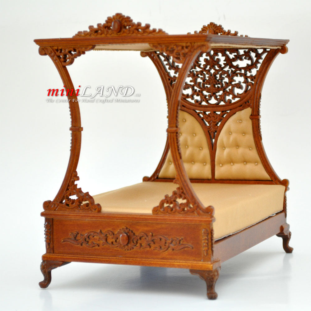 Luxurious Canopy Bed For DollHouse 1:12 Scale Miniature
