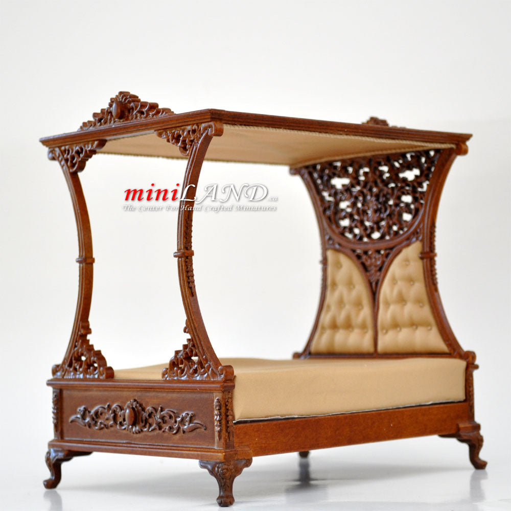Luxurious Canopy Bed For DollHouse 1:12 Scale Miniature