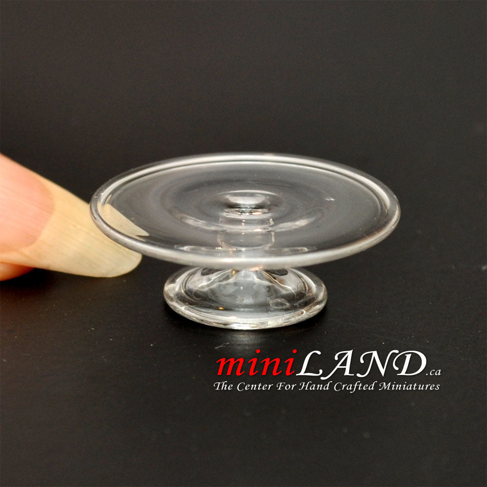 Glass Cake and pastry glass display stand dollhouse miniature 1:12