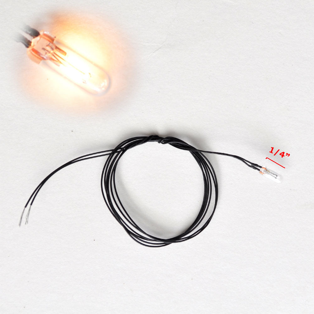 Micro 12V white Bulb on 12"L black wire for 1:12 Dollhouse miniatures