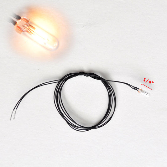 Micro 12V white Bulb on 12"L black wire for 1:12 Dollhouse miniatures