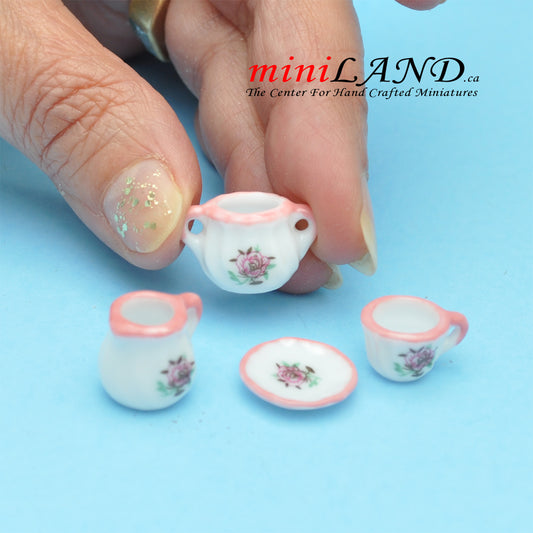 4 Pc. Tea Set A0031 for dollhouse miniaturize 1:12 scale ceramic