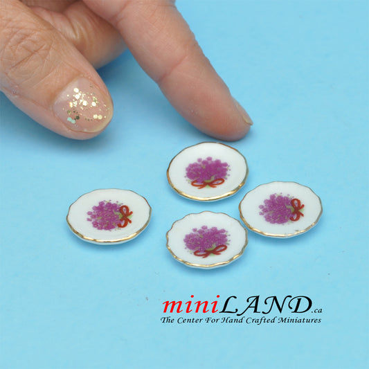 4 Salad Plates A0016 for dollhouse miniaturize 1:12 scale