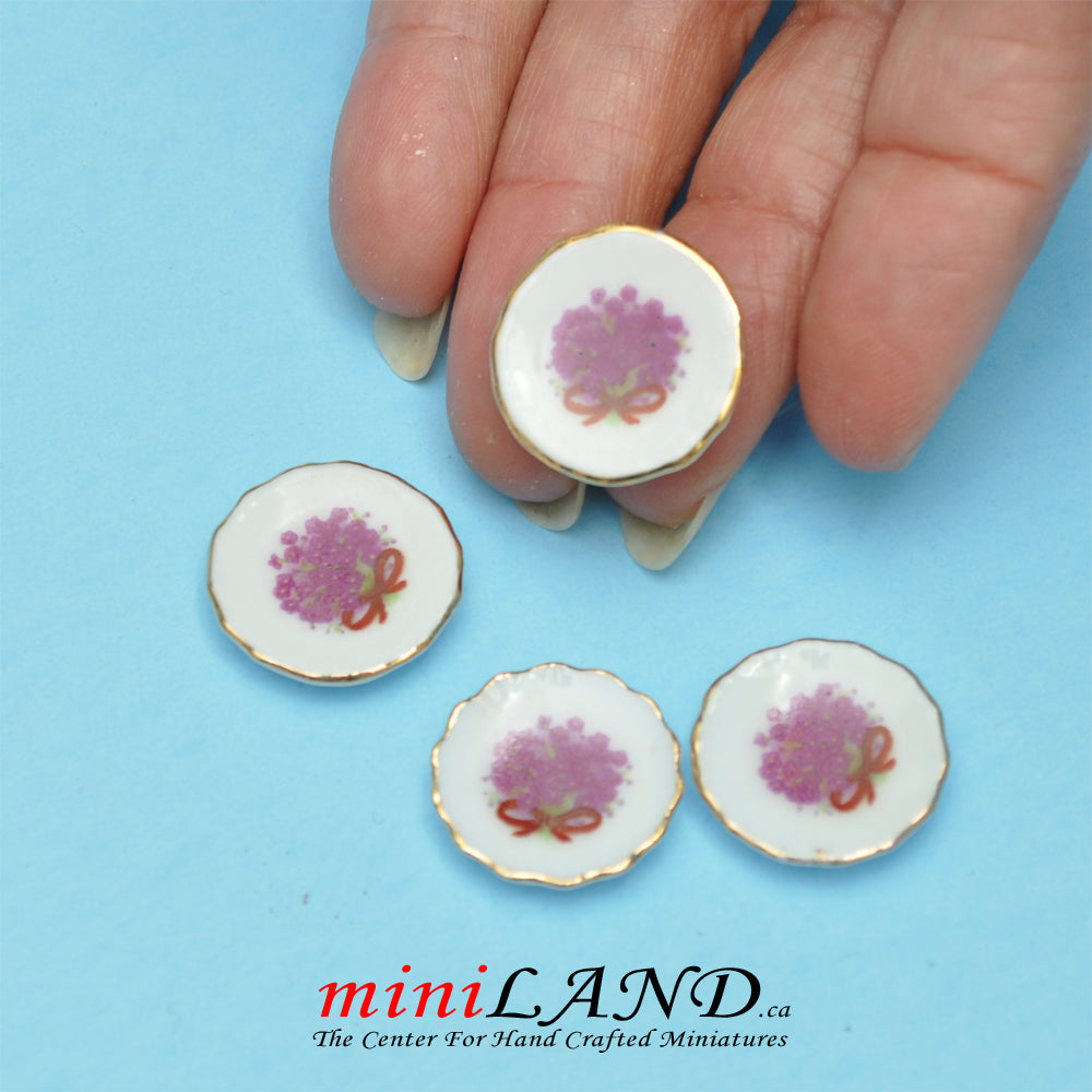 4 Salad Plates A0016 for dollhouse miniaturize 1:12 scale