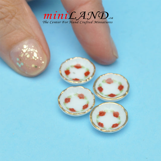 4 Pcs. Dessert Plates for dollhouse miniaturize 1:12 scale