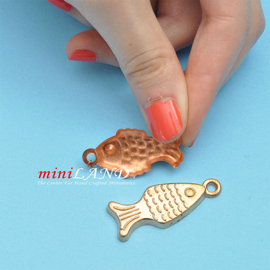 Cake Mold Fish - Copper 2pcs dollhouse miniatures 1:12 scale