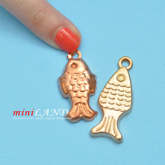 Cake Mold Fish - Copper 2pcs dollhouse miniatures 1:12 scale