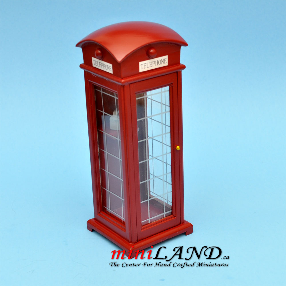 Classic economic red vintage outdoor telephone booth dollhouse miniature 1:12 scale