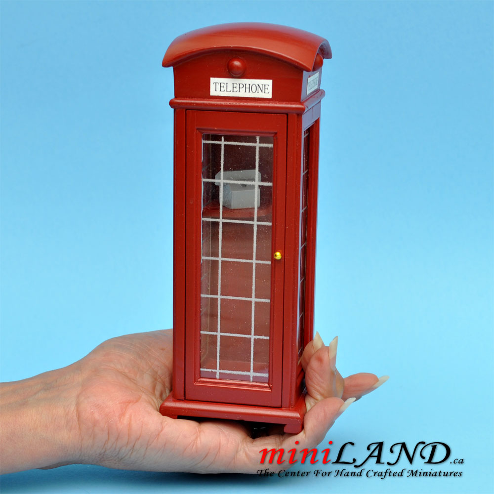 Classic economic red vintage outdoor telephone booth dollhouse miniature 1:12 scale