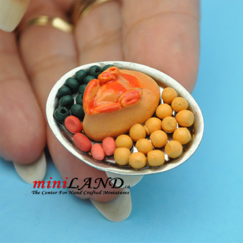 Dîner de dinde de Thanksgiving Miniature pour maison de poupée à l'échelle 1:12
